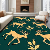 Festive Reindeer Silhouettes with Holly and Pine Needle Motifs(Green)