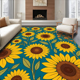Blooming Sunflower Field Meadow Vintage Botanical Floral Tapestry(Yellow)