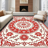 Vintage Floral Medallion with Classic Botanical Embellishments(Red)