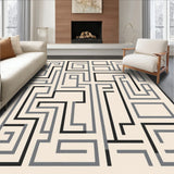 Modern Interlocking Maze with Minimalist Abstract Motifs(Beige)