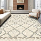 Artisan Beige Diamond Lattice With Contemporary Tribal Design(Beige)