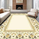 Geometric Borders and Subtle Floral Insets(Beige)