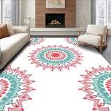 Sunburst Medallion Interlocking with Whimsical Floral Accents (Red)