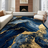 Geometric and Gold Featuring Marble Inspired Swirl Motifs(Blue)