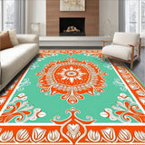 Elegant Floral Vine Medallion Decorative Boho Contemporary (Orange)