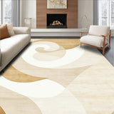 Neutral Beige Spiral Swirl Round with Contemporary Artistic Motif(Beige)