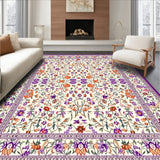 Beige Low Pile Floral Design Area Vibrant Spring Bloom(Ivory)