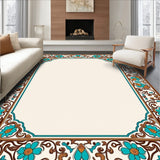 Cascading Petal Mosaic with Botanical Ornaments and Flourished Borders(Turquoise)