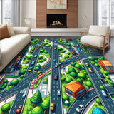 Ultra Soft Area Rug, Non Slip, Stain Resistant, Washable Area Rugs for Living Room, Bedroom, Educational Road Traffic Playmat(Gray)