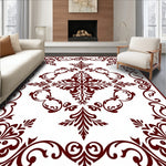 Classical Damask Heritage Design with Scrollwork Motifs (Maroon) - ODIKA