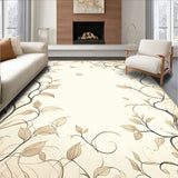 Serene Vista Oval with Nature Inspired Leaf and Vine Detailing(Beige)