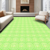 Geometric Play Area in Beige with Vibrant Green Interlocking(Green)
