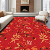 Rustic Abstract Floral Mosaic with Seasonal Leaf Detailing(Red)