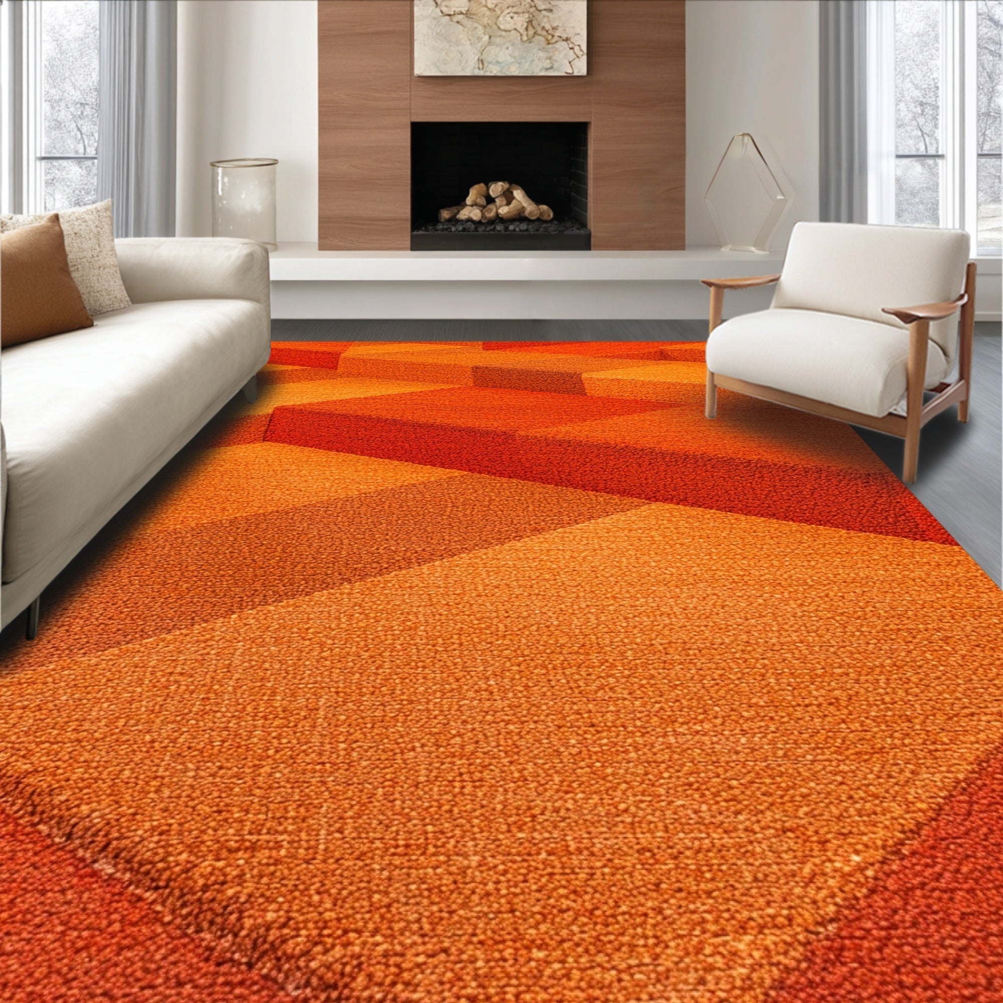 Ultra Soft Area Rug, Non Slip, Stain Resistant, Washable Area Rugs for Living Room, Bedroom, Modern Burnt Orange Living Room Non-Slip Rug(Orange)