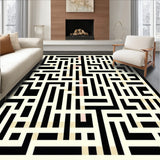 Reversible Patio Geometric Maze Black And Beige(Beige)