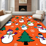 Jolly Snowman Family Scene Holiday with Pine Tree Accents(Orange)
