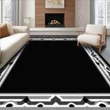 Art Inspired Fan Motif with Interlocking Chevron Borders(Black)