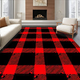 Rustic Cabin Lumberjack Interlocking Gingham Grid Motif(Red)