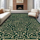 Nordic Modern Interlocking Maze with Abstract Botanical Motifs(Green)