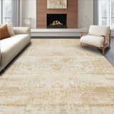 Vintage Style Area Beige and Sand Distressed Restoration Look(Beige)