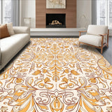 Intricate Interlocking Featuring Autumn Leaves and Vines(Beige)