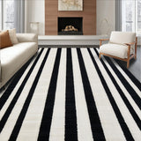 Striped Modern Entryway Handwoven Geometric Doormat(Black)
