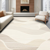 Elegant Coastal Beige Area With Subtle Wave For Indoor(Beige)