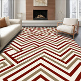 Herringbone Chevron Stripe with Contemporary Zigzag Design(Red)