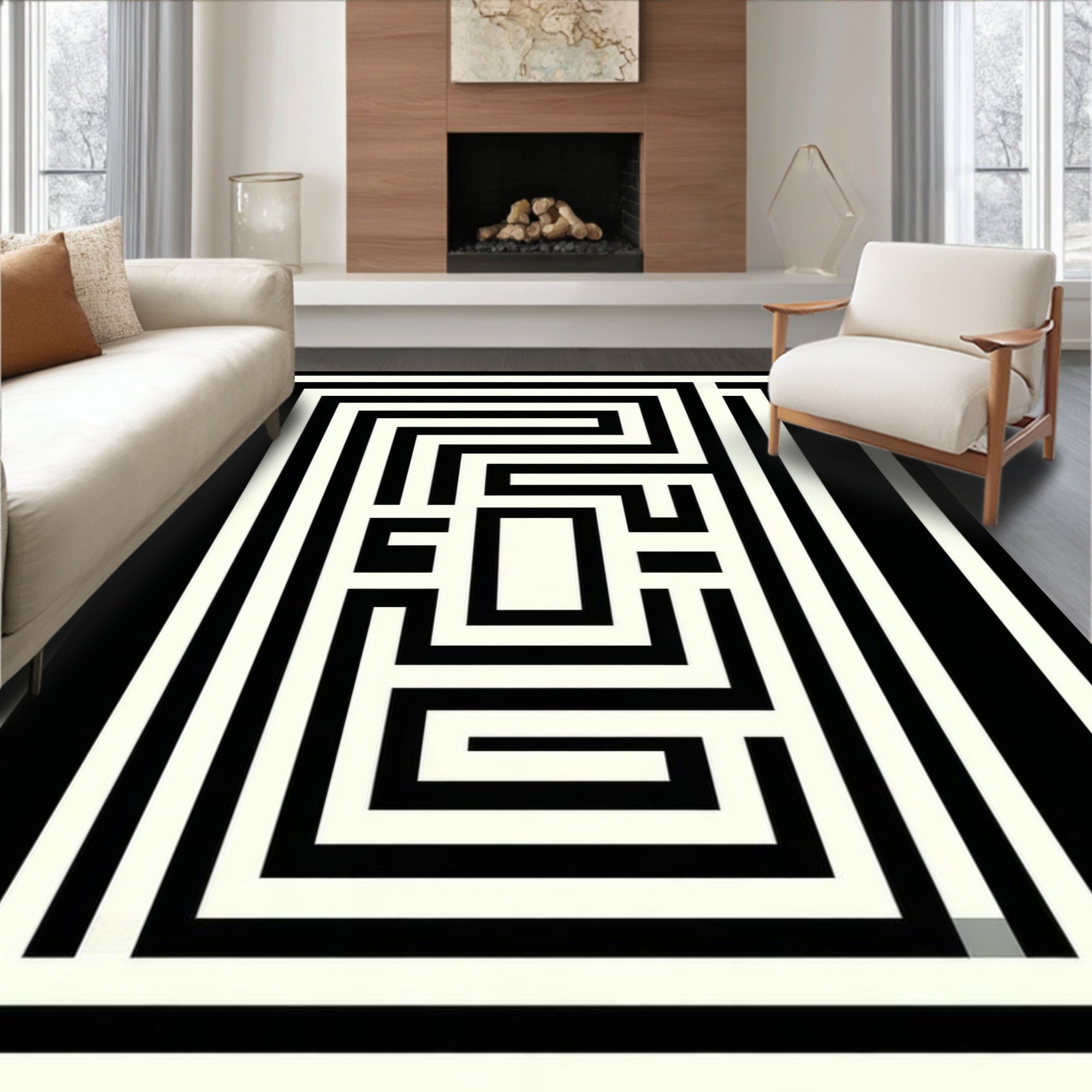 Elegant Geometric Patterned Accent(White) - ODIKA