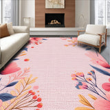 Ultra Soft Area Rug, Non Slip, Stain Resistant, Washable Area Rugs for Living Room, Bedroom, Boho Floral Non-Slip Playroom Rug(Pink)