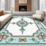 Vintage Medallion Heritage Print with Distressed Botanical Motifs(Teal)