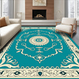 Botanical Medallion Border with Flourish Motifs and Elegant Scrollwork (Blue)