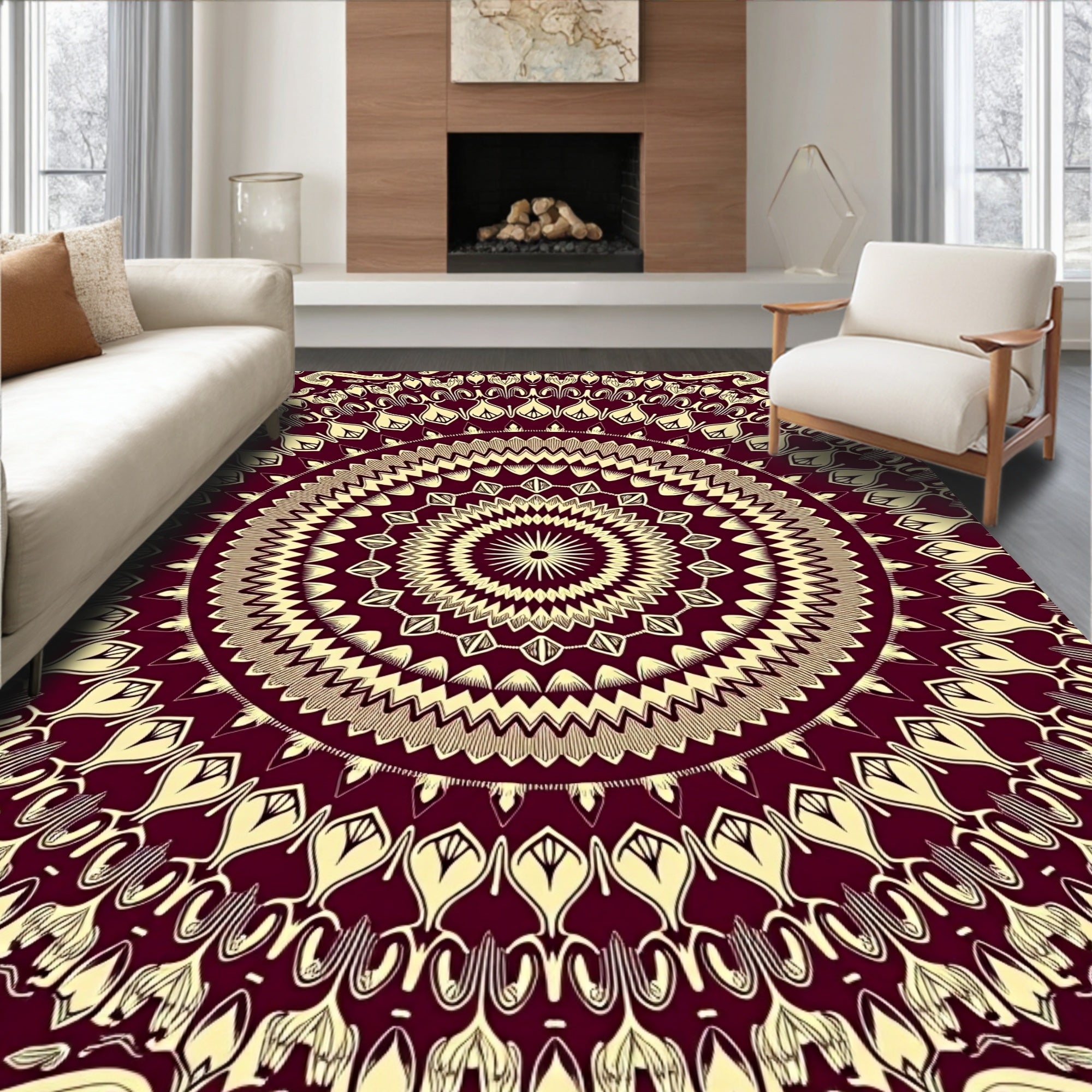 Boho Inspired Featuring Interlocking Petal Shapes and Elegant Filigree (Burgundy) - ODIKA