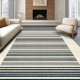 Contemporary Graphic Stripe Runner in Black and White Contrast(Beige)