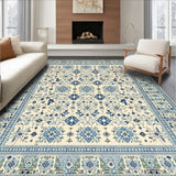 Chic Transitional Area with Subtle Beige and Blue Motifs for Versatile Use(Beige)