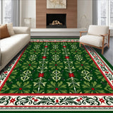 Festive Holly Leaves with Intricate Border Design Holiday(Green)