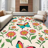 Garden with Floral Meadow Motifs Floor Covering (Pink)