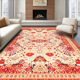 Contemporary Coral Spotted Area With Floral Intricate Design(Red)