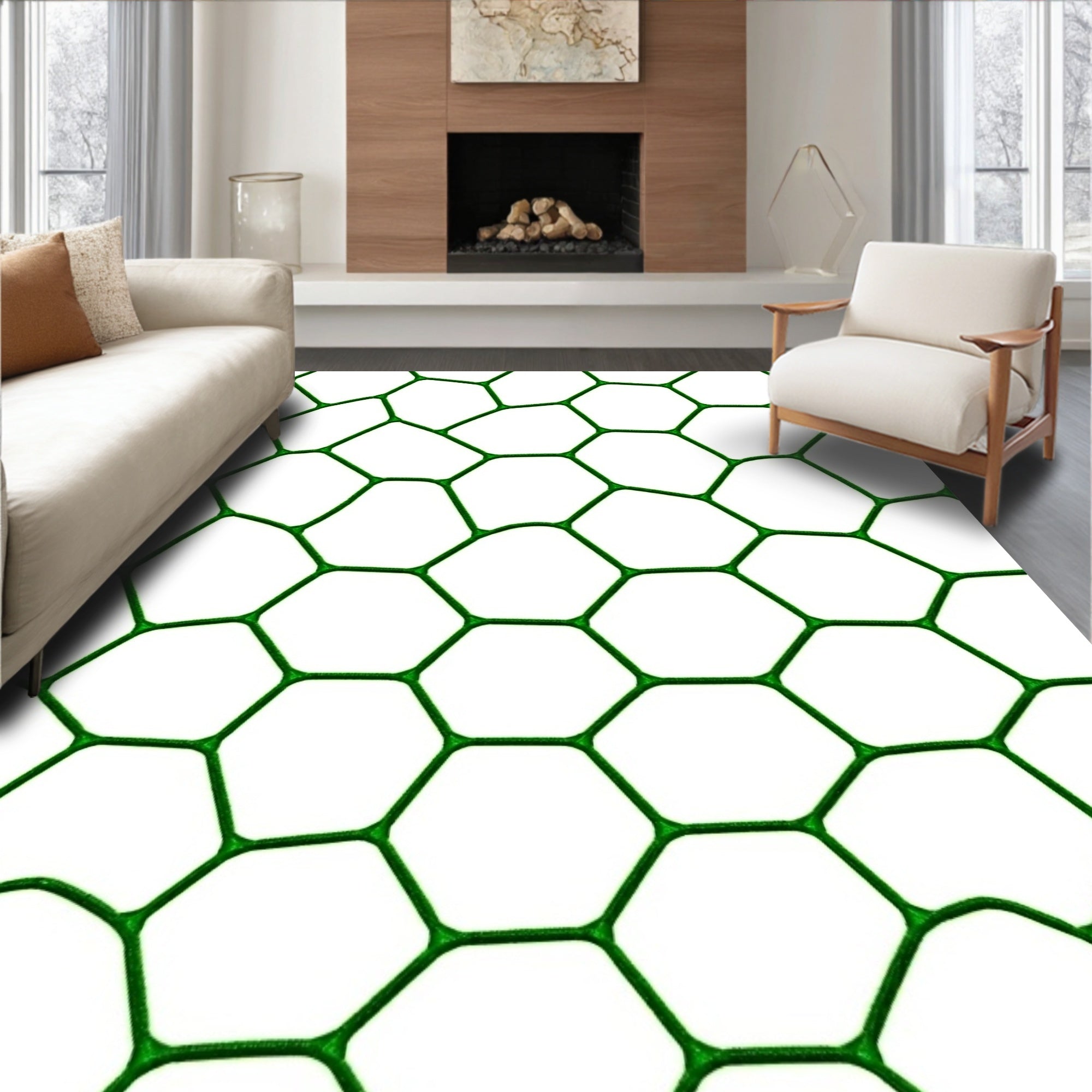 Honeycomb Hexagonal Jacquard Fashionable Distinctive Highlight (Green) - ODIKA