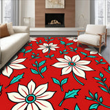 Retro Winter Botanical Tapestry Low Pile(Red)