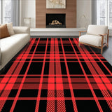 Vintage Plaid Design With Interlocking Bold Stripe Motifs(Red)
