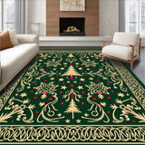 Scandinavian Folk Tree Motif with Twinkling Accents and Swirling Vines(Green)