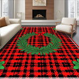 Buffalo Checkered Pine Wreath Motif Festive Plaid Design(Red)