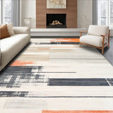 Beige and Slate Abstract with Dynamic Striped Composition(Gray)