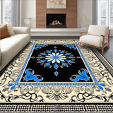 Floral Arabesque with Delicate Filigree and Subtle Sapphire Highlights(Black)
