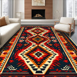 Ultra Soft Area Rug, Non Slip, Stain Resistant, Washable Area Rugs for Living Room, Bedroom, Aztec Western Print(Red)