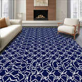 Hexagonal Honeycomb Modern Abstract Contemporary Design Floor Covering (Blue)