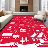 Vintage Sleigh Ride Through Snowy Village Holiday Pathway Design(Red)