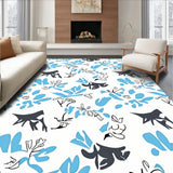 Abstract Cat Mosaic with Stylized Florals (Blue) - ODIKA