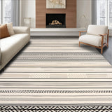 Boho Chic Area with Tribal Inspired Stripes and Muted Sand Accents(Gray)